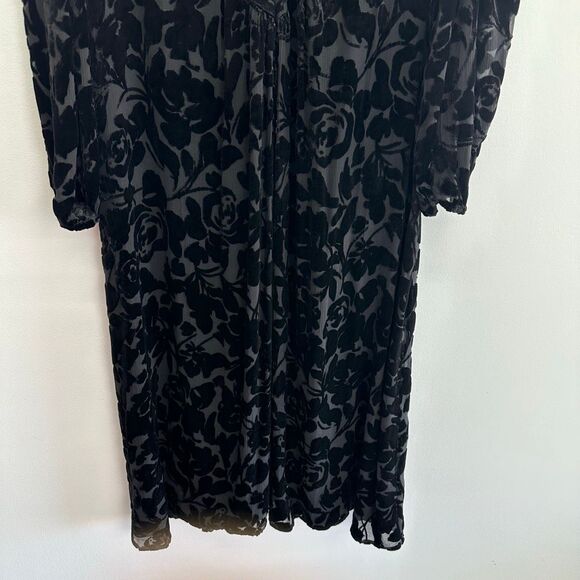 Johnny Was Jade Women’s Black Jacquard Velvet Burnout Silk Blend Wynnter Midi Dr - Picture 12 of 15
